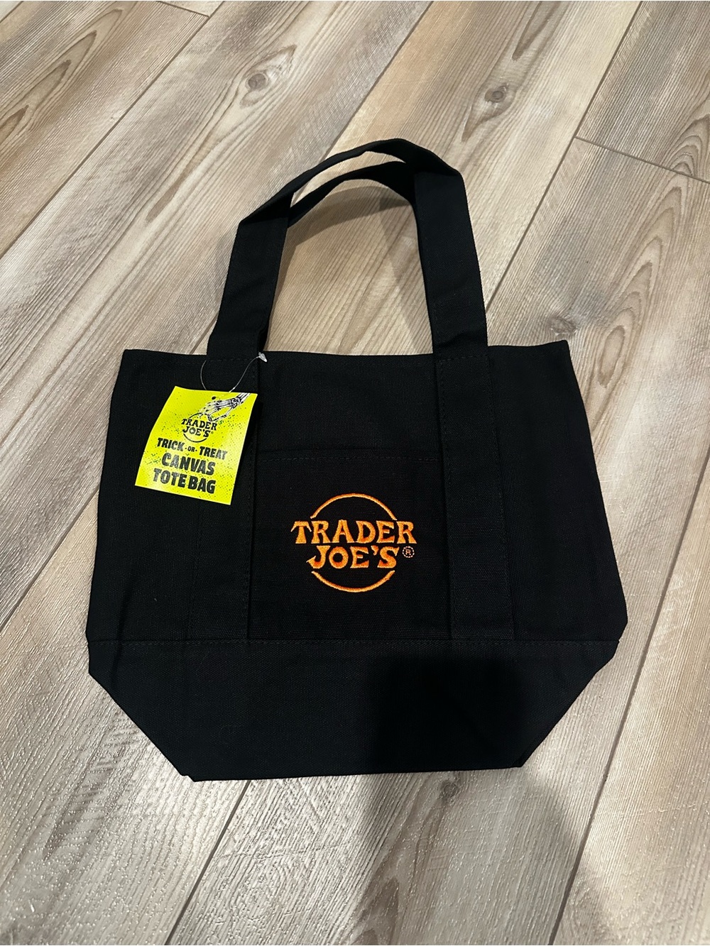Trader Joe's Black Canvas Tote with Orange Logo